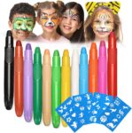 Face Painting Kit, 12 Colors Face Paint, Face Paints for Children Crayons, Non-Toxic Washable Body Kids Facepaint Set for Birthday Gifts Halloween Makeup Christmas Carnival Cosplay Party (12 Color)