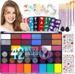 Face Painting Kit 42 Colors Professional Face Painting with Full Accessories, Face Painting Kit, UV Paint Body Paint Party Makeup Cosplay TA641KIT
