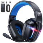 Fachixy Wireless Gaming Headset for PS5, PS4, PC, Switch 2.4GHz & Bluetooth 5.4, 80-Hour Battery, Low Latency, 3D Stereo Sound, RGB Lighting