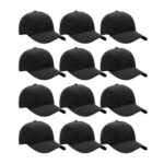 Falari 12-Pack Baseball Cap, Adjustable, Black, One Size