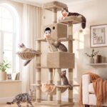 Feandrea Cat Tree, 203.5 cm XXL Cat Tower Condo with 2 Caves, 2 Perches