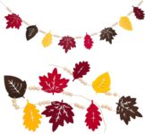 Felt Maple Leaf Garland with Wooden Beads Banner Autumn Harvest Decor