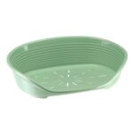 Ferplast Large Plastic Pet Bed with Ventilation, Non-Slip Feet, Green