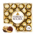 Ferrero Rocher Milk Chocolate Hazelnut Pralines Gift Box of Chocolates 24 Pieces