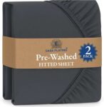 Fitted Sheet Double 135×190-2 Pack – Pre-Washed, Deep Pocket 14 – Charcoal or Navy SB Homespun Global LLC / FBA