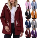 Fleece Jacket Women Winter Plush Lined Coat Warm Overcoat Windproof Parka