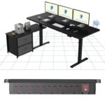 Flexispot Electric Height Adjustable 160 x 70cm Standing Desk with Side Cabinet Surge Protected Desk Power Strip – Sold by FLEXISPOTUK