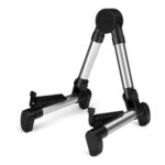 Flexzion Folding Adjustable A-Frame Guitar Stand – Silver