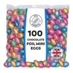 Foil Chocolate Mini Eggs, Pack of 100, Mixed Colours