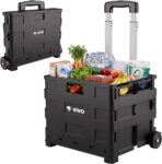 Foldable Shopping Trolley, 25 Kg Boot Cart with Wheels, 30L Capacity Large Folding Supermarket Grocery Shopping Boot Cart Box for Camping Fishing Festival