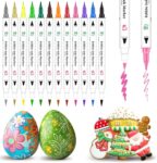 Food Colouring Pen,12pcs Edible Markers Icing Pens Double Side Food Grade Edible Pens for Cake Decorating with Fine&Thick Tip,Gourmet Writer for Cookies,Fondant,Desserts,Easter Eggs(For 14 Year Old)