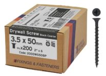 ForgeFix Drywall Screws Coarse Thread 3.5 x 50mm Black Phosp Box 200