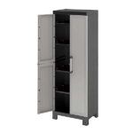 Form Links 4 Shelf Black & Grey Plastic Tall Utility Storage Cabinet (H)182cm x (W)65cm x (D)45cm (free C&C)