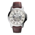 Fossil Grant Mens Automatic Watch Off-White Dial, Brown Strap ME3099