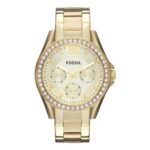 Fossil Riley Quartz Watch – Gold Dial, Stainless Bracelet ES3203