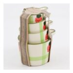 Four Piece Green Strawberry Ceramic Measuring Cup Set
