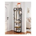 Freestanding Coat Rack with 3 Shelves and 16 Hooks