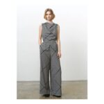 French Connection Monochrome Striped Damasco Pull-on Wide Leg Trousers
