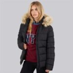 French Connection Womens Row Parka Short Puffer Coat Black