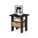 Furinno Andrey Side Table with Storage Bin, Espresso