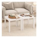 Furinno CLASSIC Square Coffee Table Set of 2, White