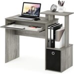 Furinno Econ Multipurpose Home Office Computer Writing Desk, Computer Desk, Study Desk, w/Bin, French Oak, 100.1 (W) x 86.6 (H) x 39.9 (D) cm