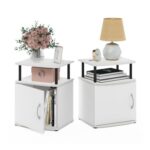 Furinno JAYA 2-Tier Side Table Set of 2, Cabinet, White