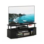 Furinno JAYA TV Stand for 55-Inch TVs, 2 Doors, Black