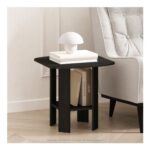 Furinno Modern Side Table with Storage Shelf, Nightstand, Black Espresso