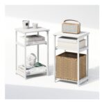 Furinno Simplistic Nightstand Set of 2, 3-Tier Open Shelf White