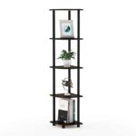 Furinno TURN-N-TUBE 5-Tier Corner Shelf, Bookcase, Dark Brown Grain