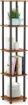 Furinno TURN-N-TUBE Storage Shelves, 5-Tier Square Book Shelf, Corner Shelf, Toolless Open Shelves, Round Tubes, for Organization and Storage, Living Room, Garage, Home Office, Light Cherry