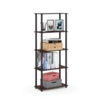 Furinno Turn-N-Tube 5-Tier Tool-Free Corner Shelf, Dark Cherry