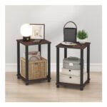 Furinno Turn-N-Tube Nightstand Set of 2, Dark Cherry