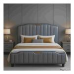 Furniture Maxi Retro PU Leather Bed Frame – Double – Blue