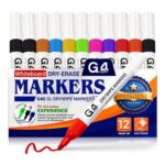 G4GADGET 12-Pack Whiteboard Markers, Bullet Tip, Assorted Colors