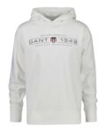 GANT Mens Graphic Hoodie Hooded Sweatshirt, Eggshell, Size XL