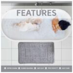 GC GAVENO CAVAILIA 2 Pieces Greek Key Pattern Bath Mat Set, Silver Sold / Shipped by Victoria Home Living