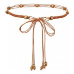 GEEKPC Womens Braided Brown Boho Beaded Waist Belt