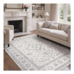 GENIMO Washable Non-Slip Grey Rug 200x290cm Living Room