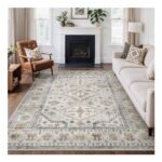 GENIMO Washable Non-Slip Rug – Grey Gold – 160x230cm