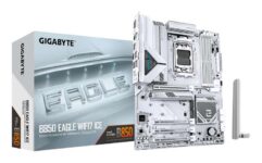 GIGABYTE B850 EAGLE WIFI7 ICE Motherboard – 822VRM, 8200MHz DDR5, 1xPCIe 5.02xPCIe 4.0 M.2, WIFI7, 2.5GbE, USB3.2 Gen2 (Prime Exclusive)