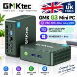 GMKtec G3 Mini PC Intel N100 8GB RAM 256GB SSD Windows 11 Pro Desktop UK WiFi 6