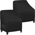 Garden Chair Covers Waterproof 2 Pack, Patio Rocking Chair Cover Lawn Chair Covers 600D Heavy Duty Oxford Cloth, Large Covers for Lounge Lawn Deep Seat Black 35.04 W x 38.19 D x 29.13 H