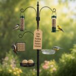 Garden Mile 1.9M Wild Bird Feeding Station with 3 Feeders, Birds Bath & Seed Tray Weatherproof Garden Bird Feeding Station with Seed Feeder & Water Bowl for Wild Birds Metal Feeder Pole Stand