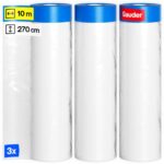 Gauder Pre-Taped Masking Film, Dust Sheet Roll (3 Rolls, 270cm x 10m, 81m²) – Sold by Gauder Shop / FBA