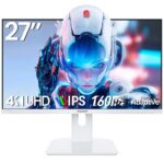 Gawfolk 27 inch 4K Gaming Monitor, UHD 3840 x 2160p 160HZ, White PC Computer Monitors IPS Screen, HDMI 2.1, DP 1.4