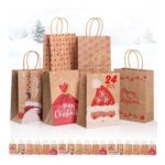 GeeRic 24 Pcs Kraft Christmas Gift Bags with Handles