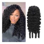 Geogroket Burmese Curly Clip-in Hair Extensions, Natural Black, 14-Inch