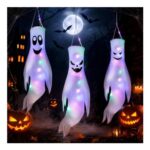 Ghost Windsocks Halloween Decor, 3-Pack, 120cm with LED Lights